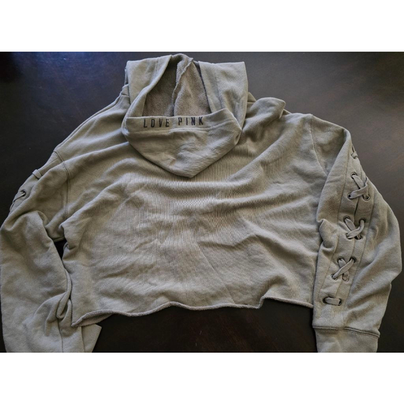 Women's PINK Victoria's Secret Olive Green Cropped Hoodie XS - Picture 5 of 8